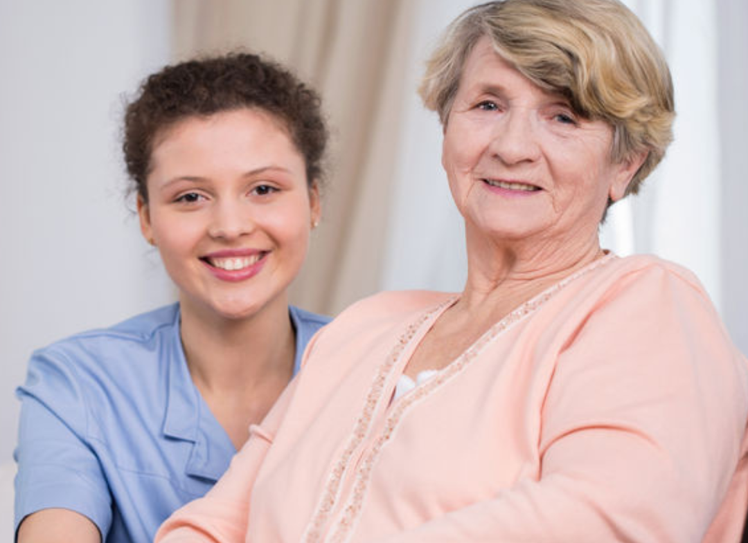 senior with caregiver