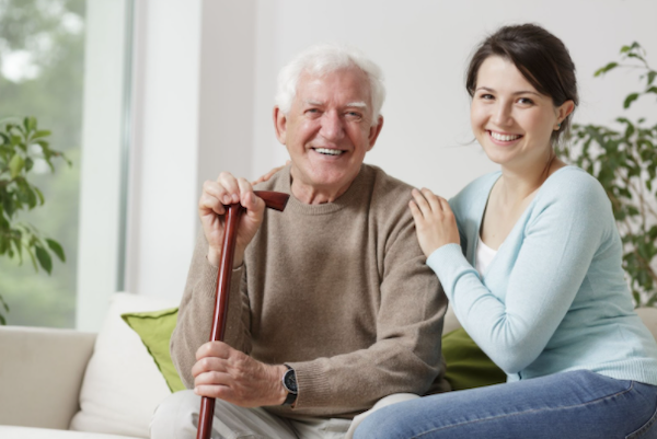 elderly person with caregiver