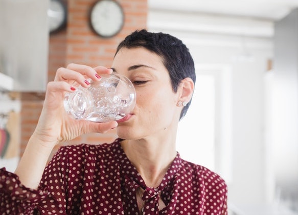 woman drinking water