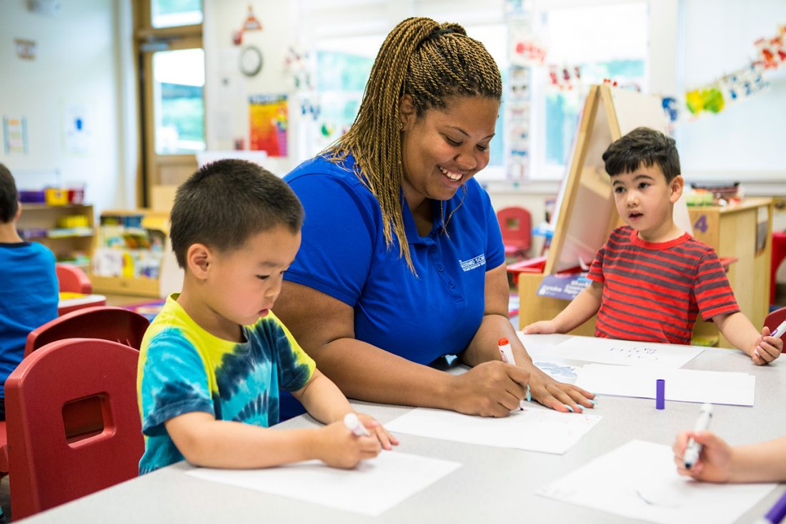 teacher with students